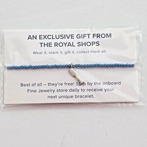 Royal Caribbean Shops Charm Bracelet New Blue Bead Silver Tone Champagne Glass